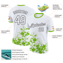 Load image into Gallery viewer, Custom White Neon Green-Black Brush Stroke Splatter Performance T-Shirt
