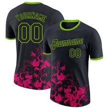 Load image into Gallery viewer, Custom Black Hot Pink-Neon Green Brush Stroke Splatter Performance T-Shirt
