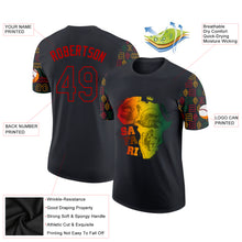 Load image into Gallery viewer, Custom Black Red 3D Pattern Design Black History Month Africa Safari Performance T-Shirt
