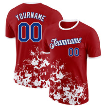 Load image into Gallery viewer, Custom Red Royal-White Brush Stroke Splatter Performance T-Shirt
