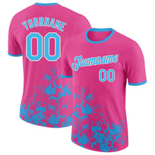 Load image into Gallery viewer, Custom Pink Sky Blue-White Brush Stroke Splatter Performance T-Shirt
