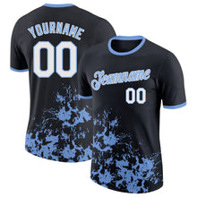 Laden Sie das Bild in den Galerie-Viewer, Custom Black White-Light Blue Brush Stroke Splatter Performance T-Shirt
