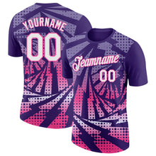 Load image into Gallery viewer, Custom Purple White-Pink Lightning Gradient Dot Performance T-Shirt
