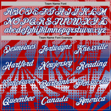 Load image into Gallery viewer, Custom Red White-Royal Lightning Gradient Dot Performance T-Shirt
