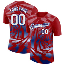 Load image into Gallery viewer, Custom Red White-Royal Lightning Gradient Dot Performance T-Shirt
