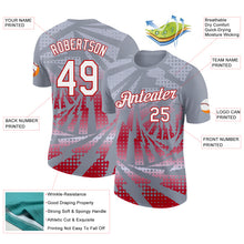 Load image into Gallery viewer, Custom Gray White-Red Lightning Gradient Dot Performance T-Shirt

