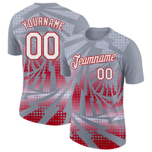 Load image into Gallery viewer, Custom Gray White-Red Lightning Gradient Dot Performance T-Shirt
