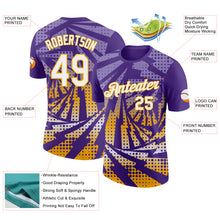 Laden Sie das Bild in den Galerie-Viewer, Custom Purple White-Gold Lightning Gradient Dot Performance T-Shirt
