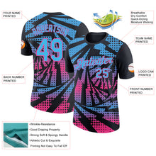 Laden Sie das Bild in den Galerie-Viewer, Custom Black Sky Blue-Pink Lightning Gradient Dot Performance T-Shirt
