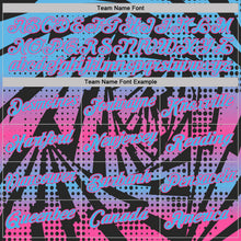 Laden Sie das Bild in den Galerie-Viewer, Custom Black Sky Blue-Pink Lightning Gradient Dot Performance T-Shirt

