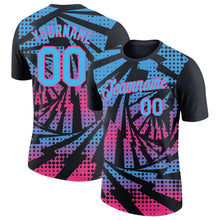 Laden Sie das Bild in den Galerie-Viewer, Custom Black Sky Blue-Pink Lightning Gradient Dot Performance T-Shirt
