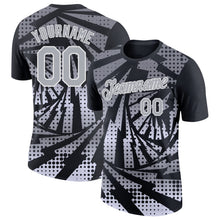 Laden Sie das Bild in den Galerie-Viewer, Custom Black Gray-White Lightning Gradient Dot Performance T-Shirt
