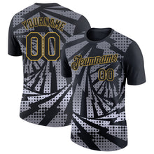 Laden Sie das Bild in den Galerie-Viewer, Custom Black Gray-Old Gold Lightning Gradient Dot Performance T-Shirt

