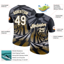 Load image into Gallery viewer, Custom Black White-Old Gold Lightning Gradient Dot Performance T-Shirt
