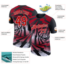 Load image into Gallery viewer, Custom Black Red-White Lightning Gradient Dot Performance T-Shirt

