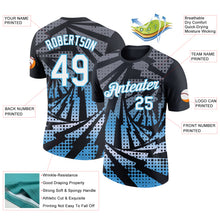 Load image into Gallery viewer, Custom Black White-Sky Blue Lightning Gradient Dot Performance T-Shirt
