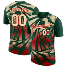 Load image into Gallery viewer, Custom Green Cream-Red Lightning Gradient Dot Performance T-Shirt
