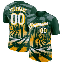 Load image into Gallery viewer, Custom Green White-Gold Lightning Gradient Dot Performance T-Shirt

