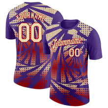 Load image into Gallery viewer, Custom Purple Cream-Red Lightning Gradient Dot Performance T-Shirt
