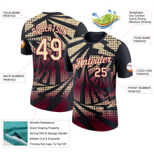 Laden Sie das Bild in den Galerie-Viewer, Custom Black Cream-Maroon Lightning Gradient Dot Performance T-Shirt
