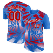 Load image into Gallery viewer, Custom Powder Blue Red-White Lightning Gradient Dot Performance T-Shirt
