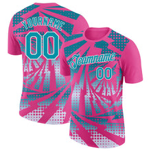 Laden Sie das Bild in den Galerie-Viewer, Custom Pink Teal-White Lightning Gradient Dot Performance T-Shirt
