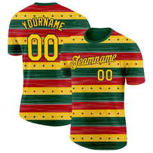 Load image into Gallery viewer, Custom Green Yellow-Black 3D Pattern Design Black History Month Performance T-Shirt

