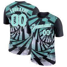 Load image into Gallery viewer, Custom Black Ice Blue-White Lightning Gradient Dot Performance T-Shirt

