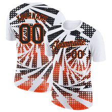 Load image into Gallery viewer, Custom White Black-Orange Lightning Gradient Dot Performance T-Shirt

