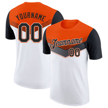 Load image into Gallery viewer, Custom Orange Black-White Geometric V-Lines Color Block Performance T-Shirt
