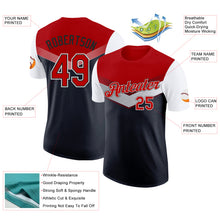Load image into Gallery viewer, Custom Red Black-White Geometric V-Lines Color Block Performance T-Shirt
