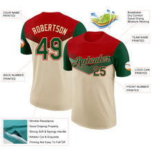 Charger l'image dans la galerie, Custom Red Green-Cream Geometric V-Lines Color Block Performance T-Shirt
