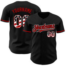 Laden Sie das Bild in den Galerie-Viewer, Custom Black USA Flag White-Red Authentic Baseball Jersey
