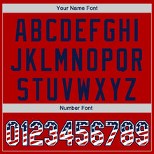 Laden Sie das Bild in den Galerie-Viewer, Custom Red USA Flag White-Navy Authentic Baseball Jersey
