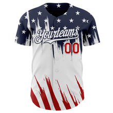 Laden Sie das Bild in den Galerie-Viewer, Custom Navy Red-White USA American Flag Authentic Baseball Jersey
