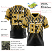 Laden Sie das Bild in den Galerie-Viewer, Custom Black Old Gold-White Authentic Geometric Pixel Grid Fade Football Jersey

