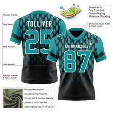 Laden Sie das Bild in den Galerie-Viewer, Custom Black Teal-White Authentic Geometric Pixel Grid Fade Football Jersey
