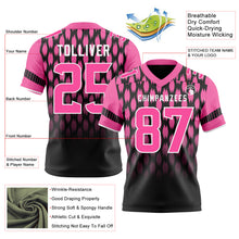 Laden Sie das Bild in den Galerie-Viewer, Custom Black Pink-White Authentic Geometric Pixel Grid Fade Football Jersey
