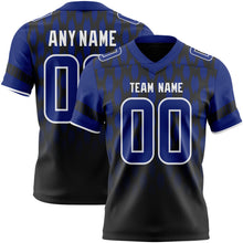 Charger l'image dans la galerie, Custom Black Royal-White Authentic Geometric Pixel Grid Fade Football Jersey
