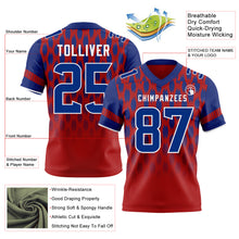 Load image into Gallery viewer, Custom Red Royal-White Authentic Geometric Pixel Grid Fade Football Jersey
