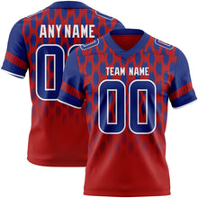 Load image into Gallery viewer, Custom Red Royal-White Authentic Geometric Pixel Grid Fade Football Jersey
