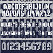 Load image into Gallery viewer, Custom Navy Gray-White Authentic Geometric Pixel Grid Fade Football Jersey
