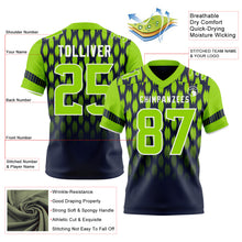 Load image into Gallery viewer, Custom Navy Neon Green-White Authentic Geometric Pixel Grid Fade Football Jersey
