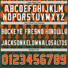 Laden Sie das Bild in den Galerie-Viewer, Custom Green Orange-White Authentic Geometric Pixel Grid Fade Football Jersey
