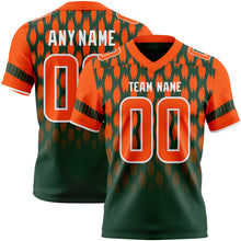Laden Sie das Bild in den Galerie-Viewer, Custom Green Orange-White Authentic Geometric Pixel Grid Fade Football Jersey
