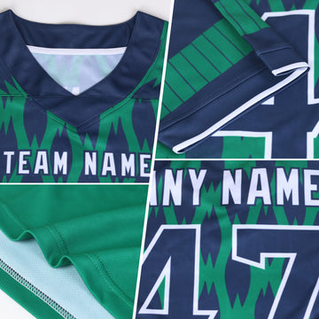 Custom Green Gold-White Authentic Geometric Pixel Grid Fade Football Jersey