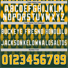 Load image into Gallery viewer, Custom Green Gold-White Authentic Geometric Pixel Grid Fade Football Jersey
