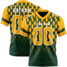 Load image into Gallery viewer, Custom Green Gold-White Authentic Geometric Pixel Grid Fade Football Jersey
