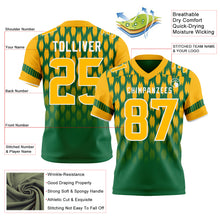 Laden Sie das Bild in den Galerie-Viewer, Custom Kelly Green Gold-White Authentic Geometric Pixel Grid Fade Football Jersey

