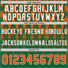 Laden Sie das Bild in den Galerie-Viewer, Custom Kelly Green Orange-White Authentic Geometric Pixel Grid Fade Football Jersey
